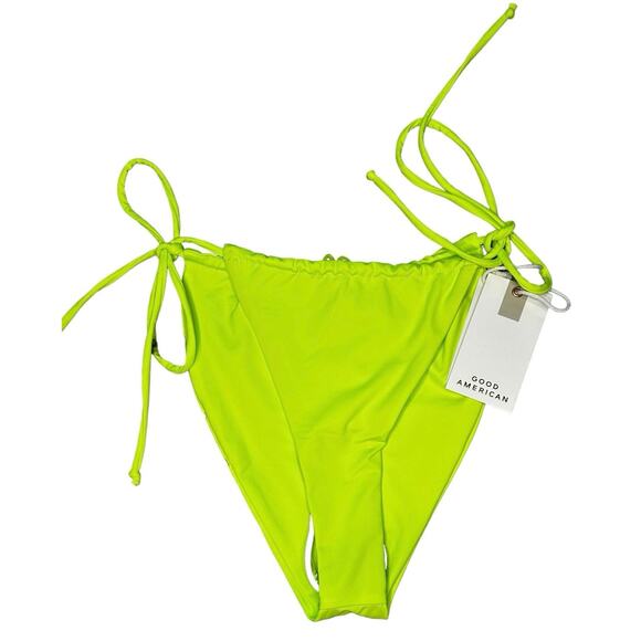 GOOD AMERICAN Women’s Tiny Ties String Bikini Bottom in lemon lime-Size 2/US M - Picture 4 of 8